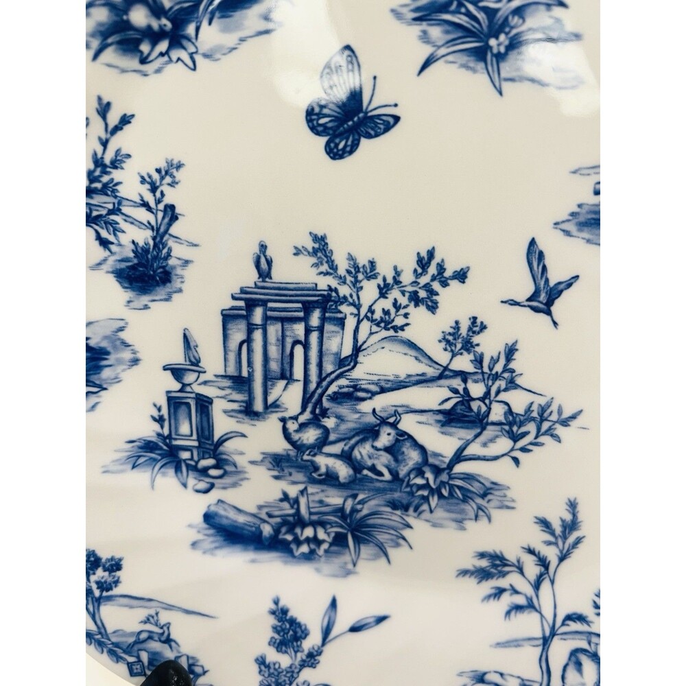 Churchill Vintage “Toile Prague” Blue And White 10in Ceramic Dinner Plate - Picture 2 of 4
